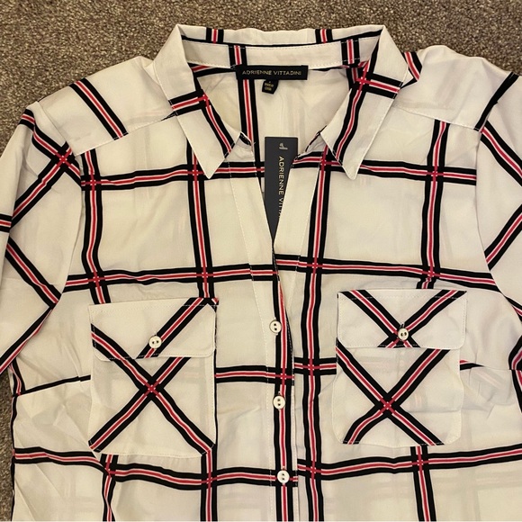 Adrienne Vittadini Women's Long Sleeves Button Up Top Roll Tab Sleeve Size L NWT - Picture 6 of 15